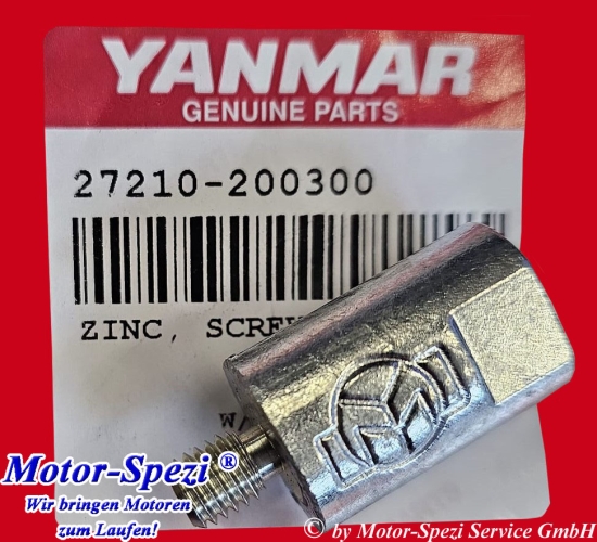 Yanmar Zinkanode für 2GM, 3GM, 2QM, 3QM, 3HM, YSM und YSB, original 27210-200300